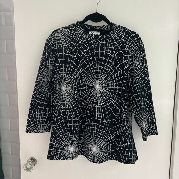Vixen by Micheline Pitt Tops - Bad Girl 3/4 Sleeve Top in Spider Web Print Size 3X - Vixen by Micheline Pit